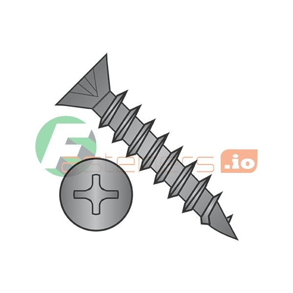 Newport Fasteners Wood Screw, #6, 5/8 in, Black Oxide Steel Flat Head Phillips Drive, 10000 PK 366609 - main